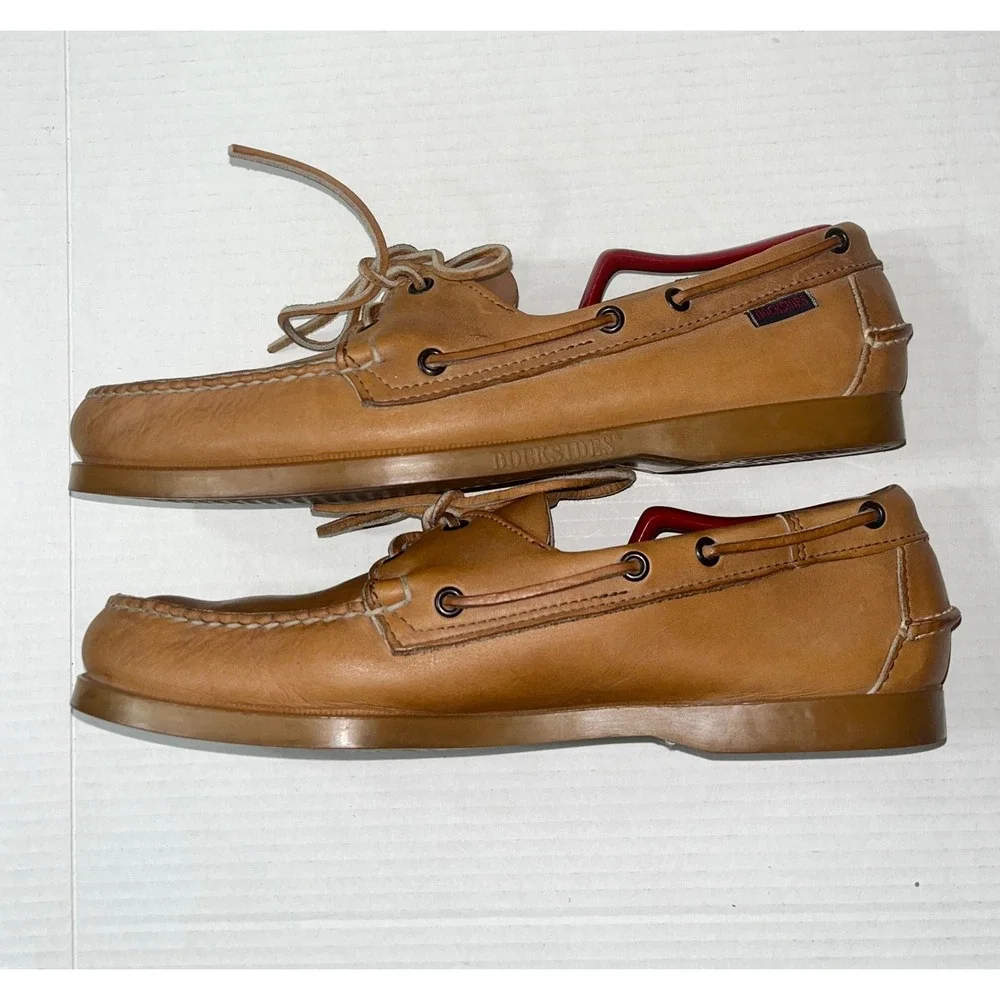Sebago Docksides Boat Shoes Mens 11.5 Caramel Tan Leather Nautical Loafers